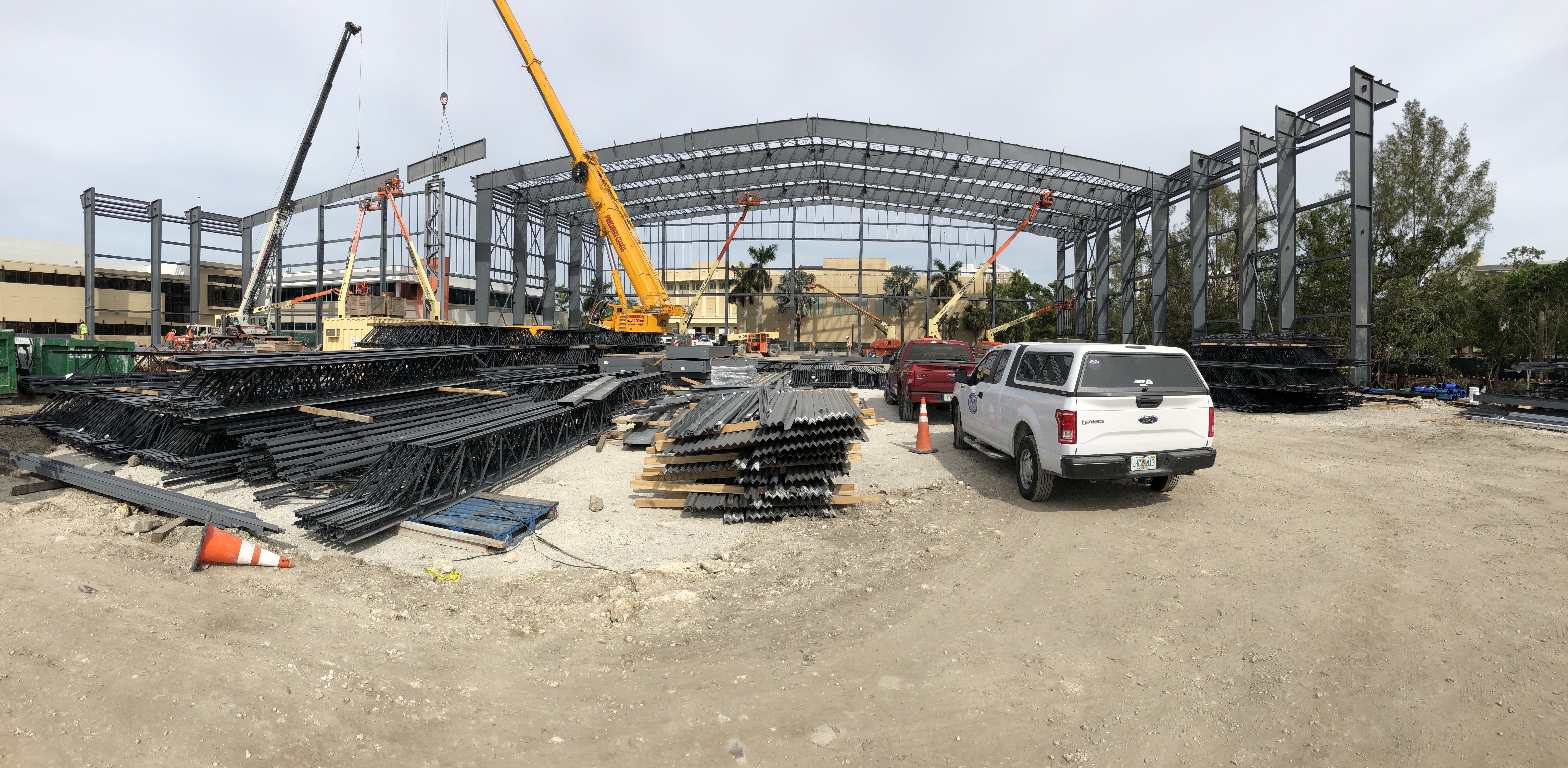  Starting 300' span rafters 